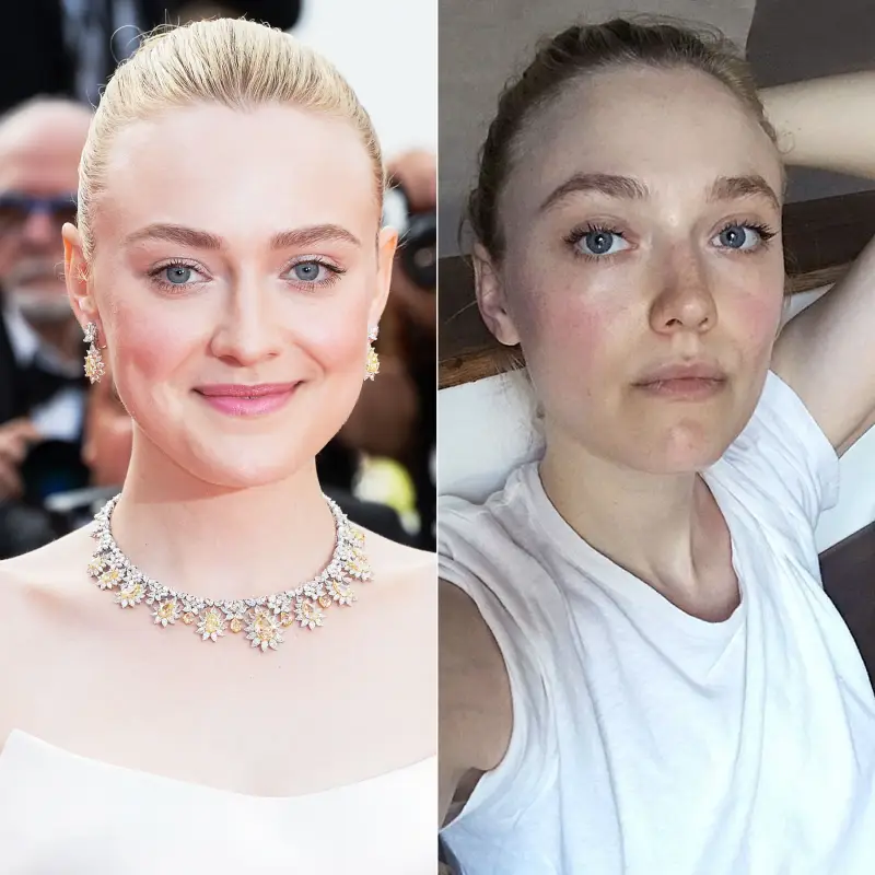 Dakota Fanning No Makeup Selfie Before and After