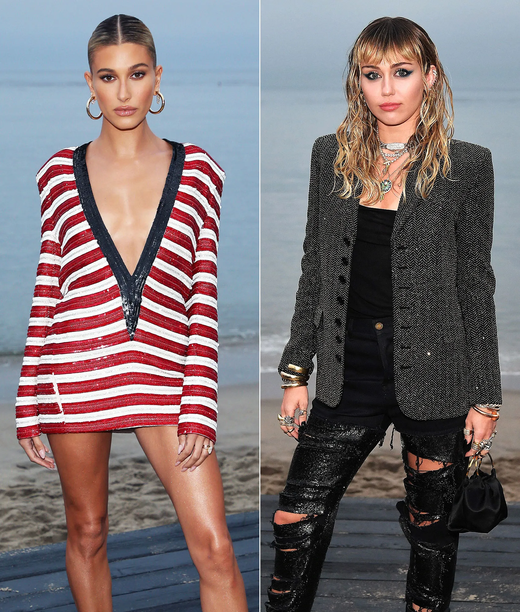 Hailey Bieber Miley Cyrus Saint Laurent Mens Show