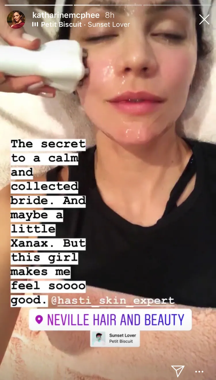 Katharine McPhee Pre Wedding Facial Instagram Story