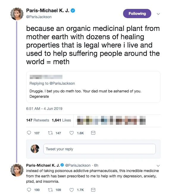 Paris Jackson Responds Troll Says Late Dad Michael Jackson Must Be Ashamed of Her