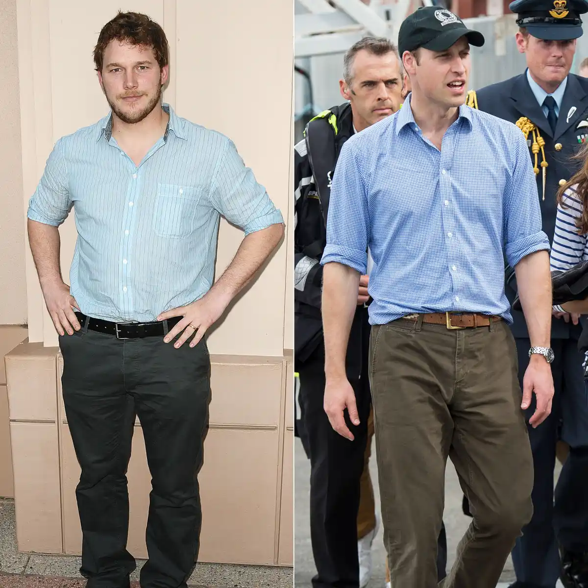 Prince William Chris Pratt Birthday Style Blue Button Down Shirt