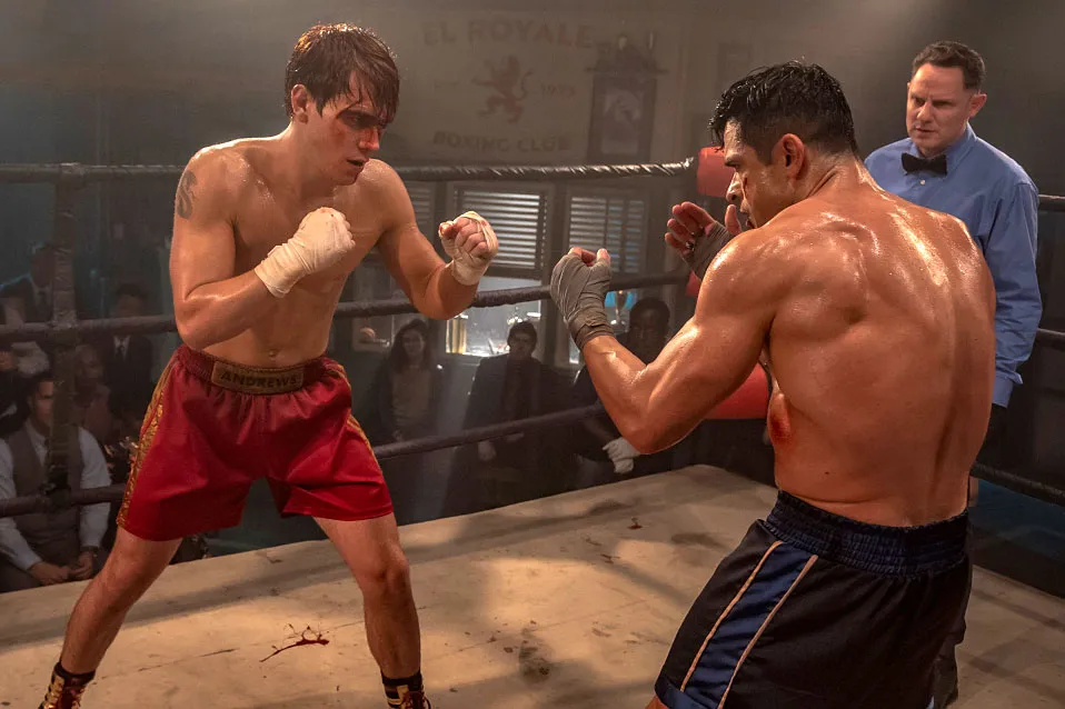 Riverdale KJ Apa wearing Red Trunks and Mark Consuelos Wearing Black and Blue Trunks Boxing MTV Move and TV Awards 2019