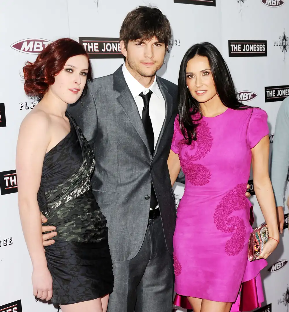 Rumer Willis Ashton Kutcher and Demi Moore at the Premiere of The Joneses