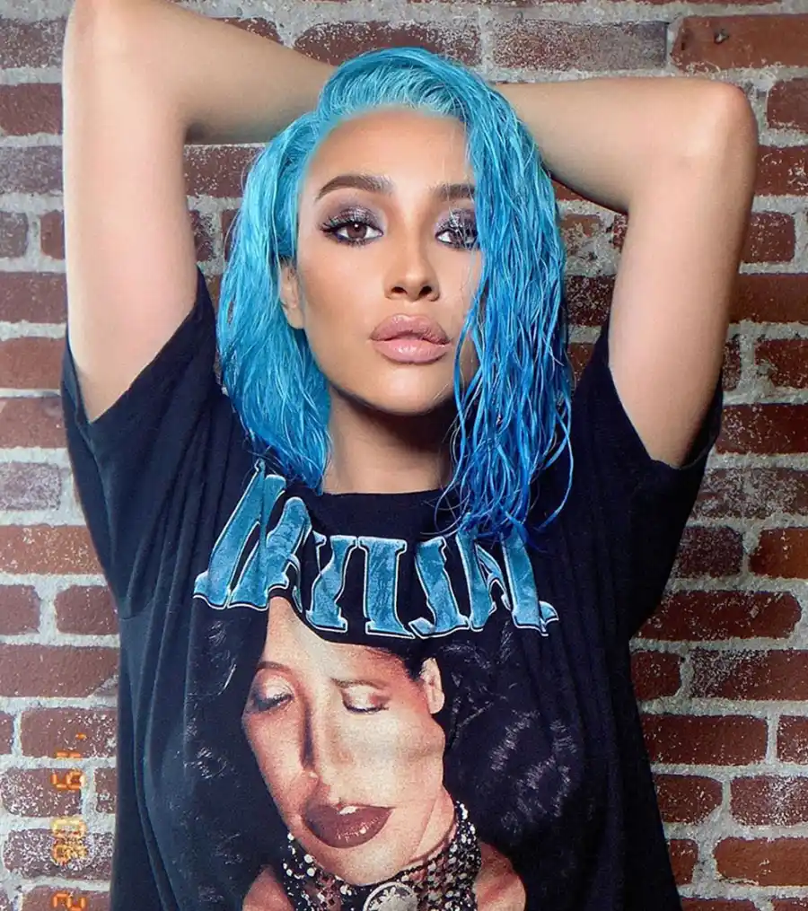 Shay Mitchell Blue Wig Instagram June 27, 2019