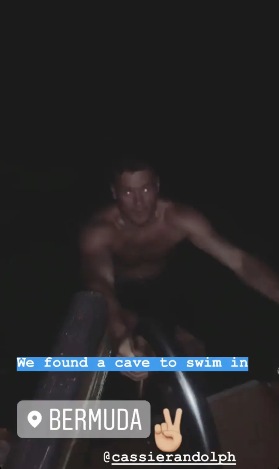 The Bachelor’s Colton Underwood and Cassie Randolph Look So in Love on Bermuda Vacation Cave Swimming