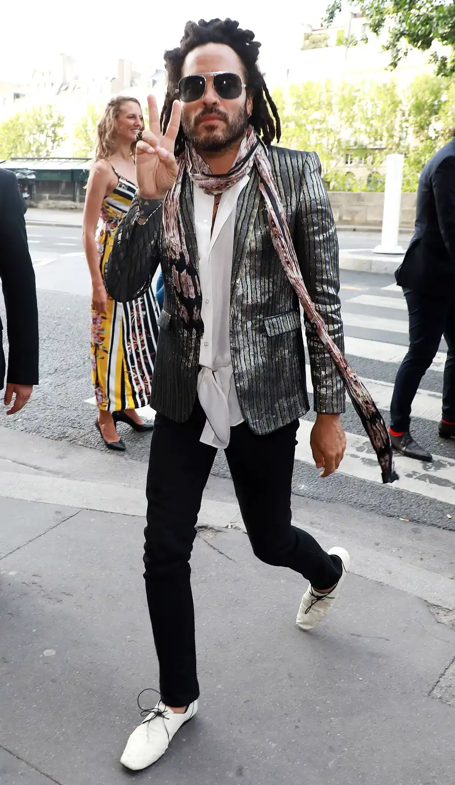 Zoe Kravitz Karl Glusman attend pre-wedding party French restaurant Lapérous Paris