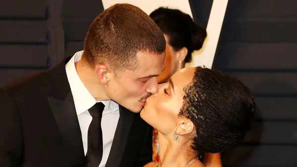 Zoe Kravitz Karl Glusman attend pre-wedding party French restaurant Lapérous Paris