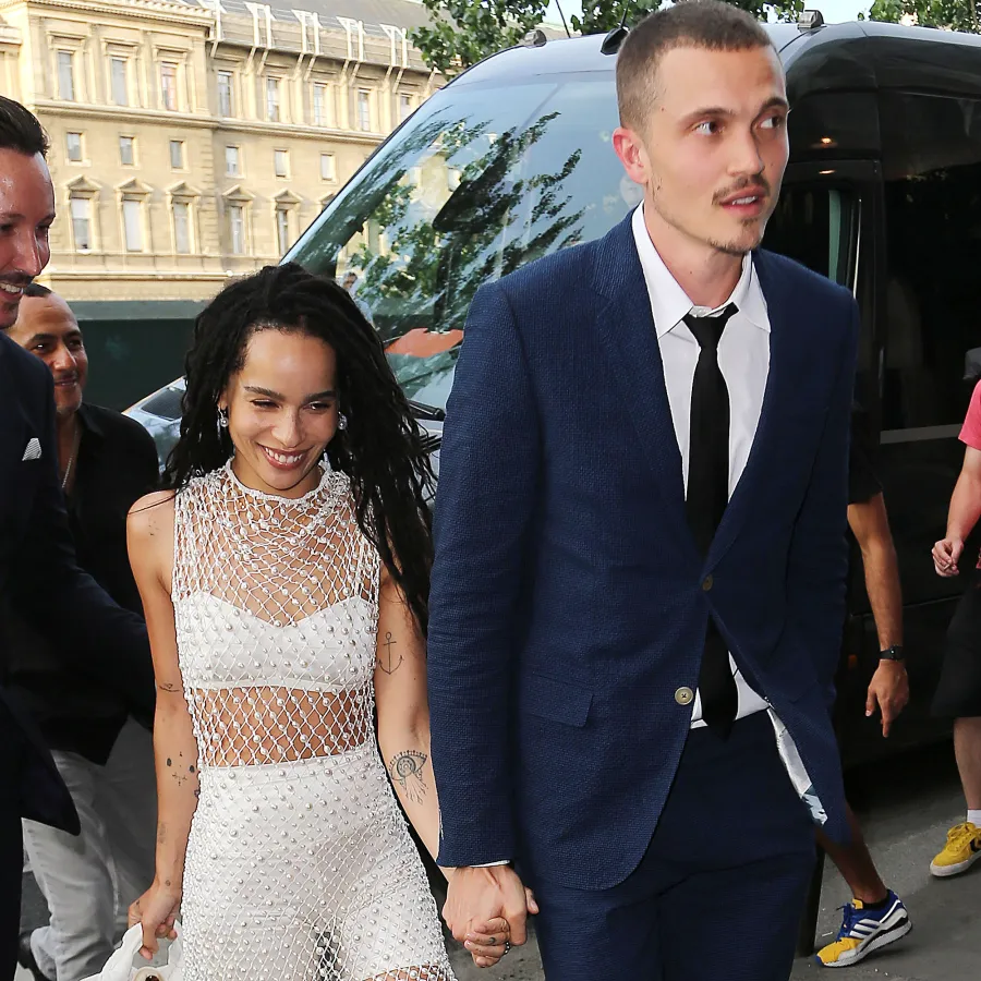 Zoe Kravitz Karl Glusman attend pre-wedding party French restaurant Lapérous Paris