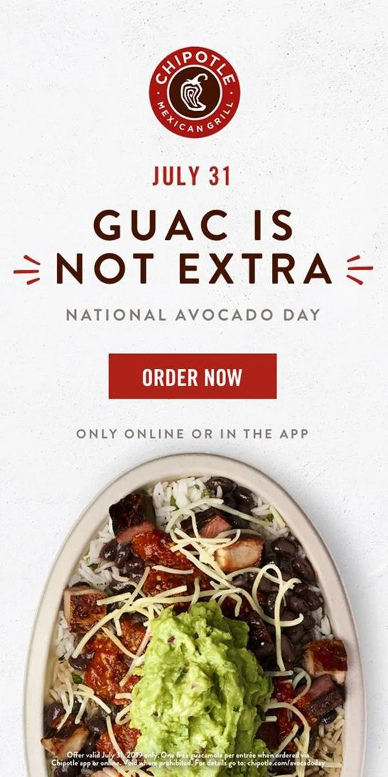 Chipotle Free Guacamole National Avocado Day