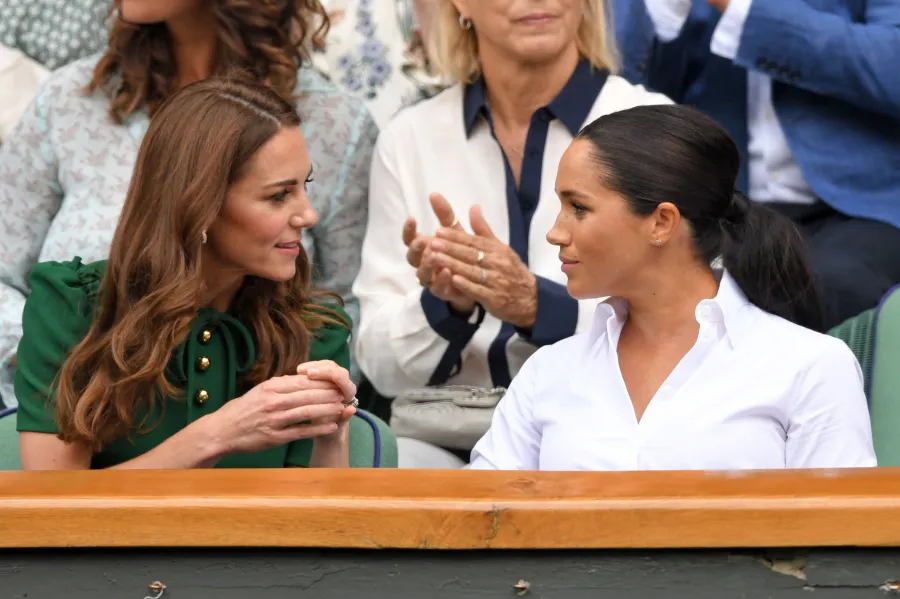 Duchess Meghan and Duchess Kate Look Friendly at Wimbledon Outing