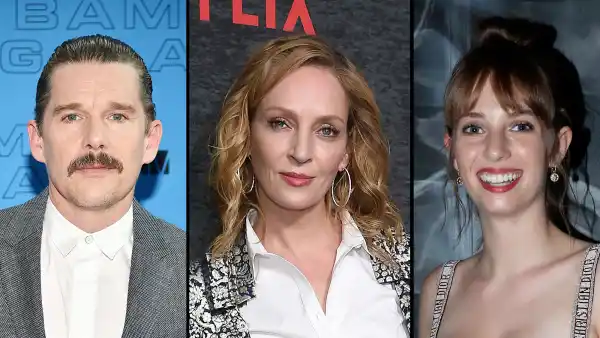 Ethan Hawke and Uma Thurman and Maya Hawke