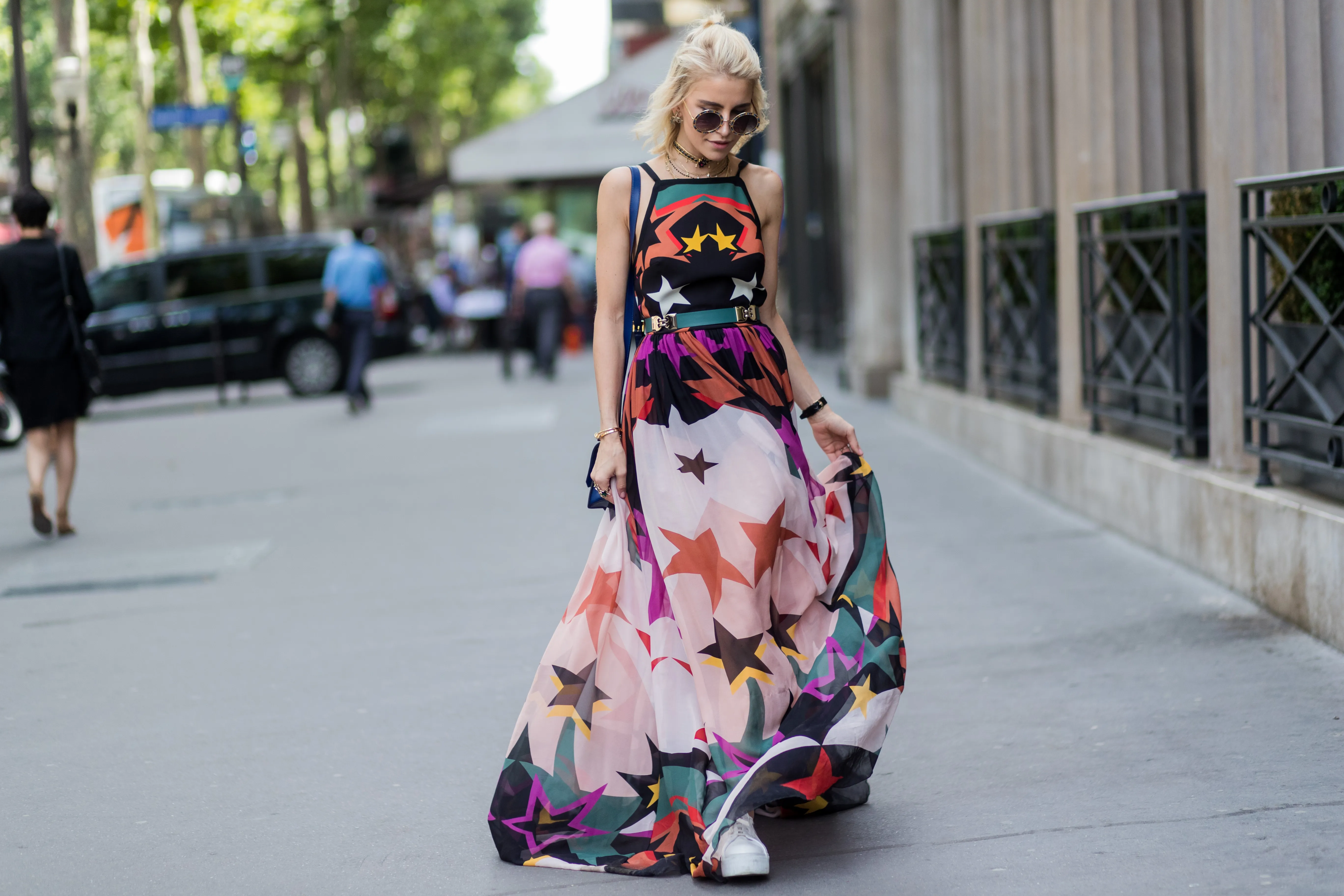 Caro Daur wearing a maxi dress