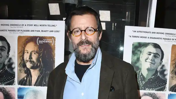 Judd Nelson Breakfast Club David Crosby Long Coat Blue Jeans Blue Button Down Shirt Full Beard Glasses
