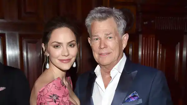 Katharine McPhee Wearing Pink Floral Dress and David Foster