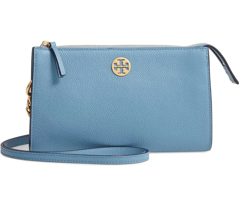 Leather Crossbody Bag, Main, color, BLUE YONDER (28) Mini Everly Leather Crossbody Bag TORY BURCH