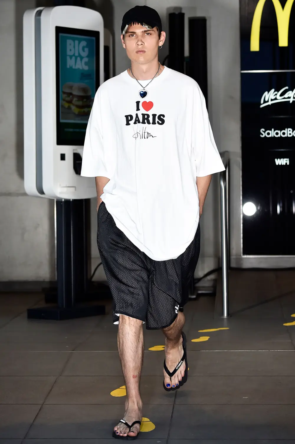 A Model Wearing the Blue Diamond Necklace From Titanic at Paris Fashion Week