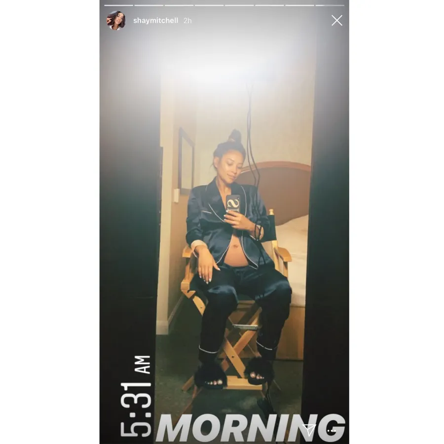 Shay Mitchell Baby Bump PJ Selfie