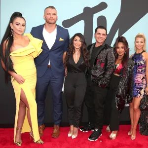Cast and Boyfriends of Jersey Shore Red Carpet VMAs 2019