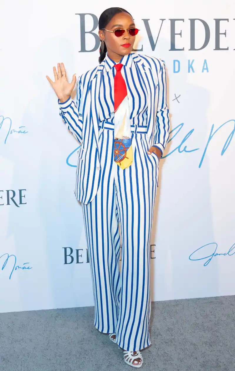 Celebs Wearing Stripes - Janelle Monae August 1, 2019