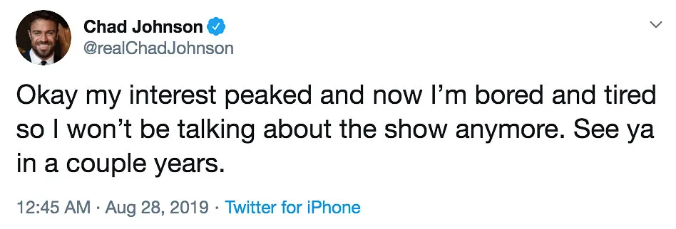 Chad Johnson Swears Off Watching Bachelor Twitter