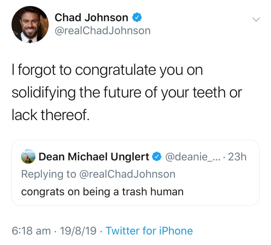 Chad Johnson Slams Bachelor Nation Twitter