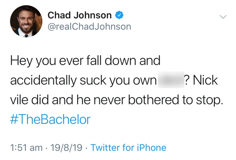 Chad Johnson Slams Bachelor Nation Twitter