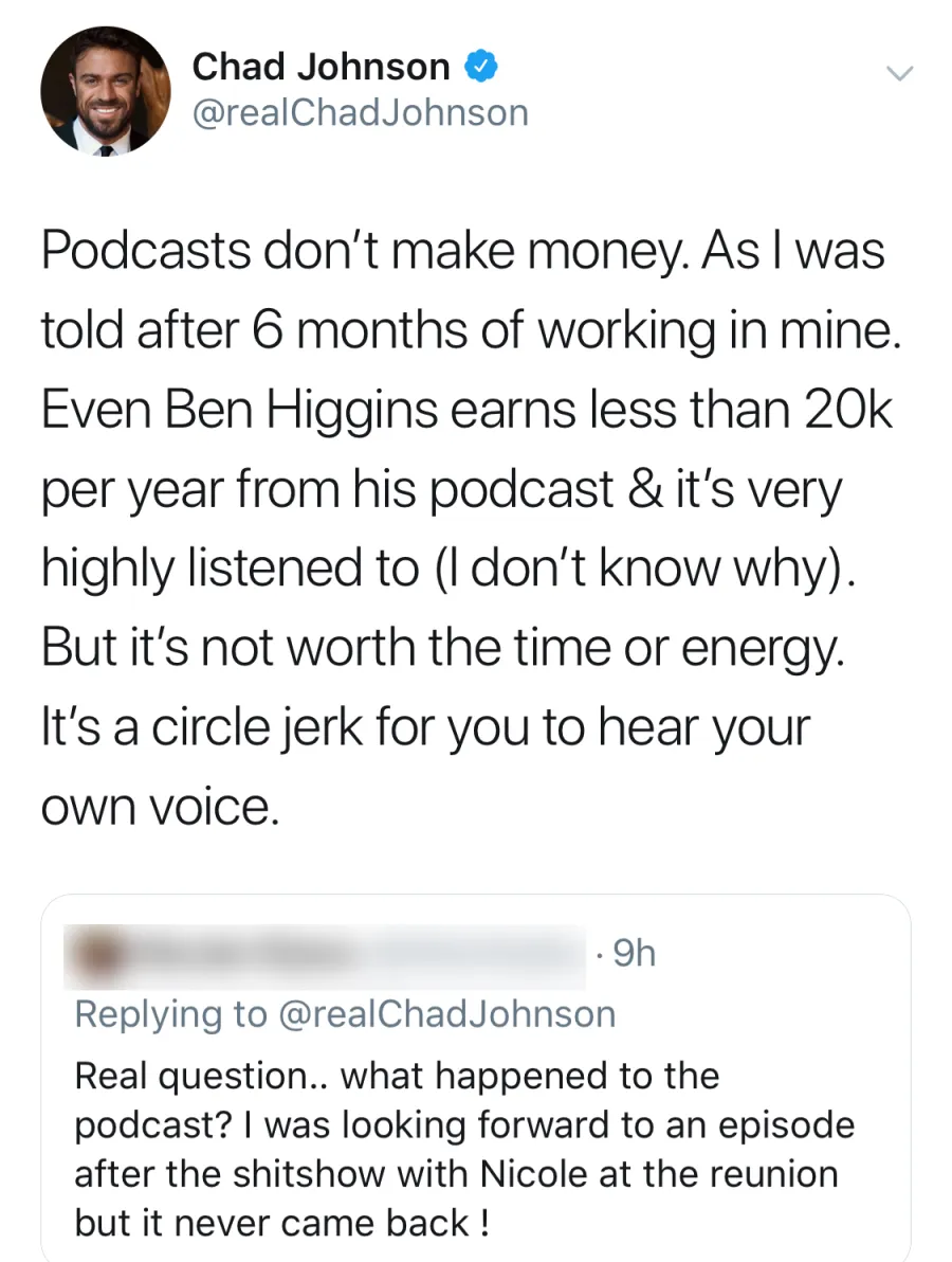 Chad Johnson Slams Bachelor Nation Twitter