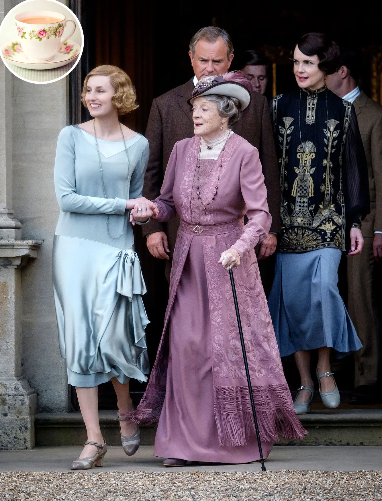 Downtown Abbey Film Cup of Tea Laura Carmichael, Maggie Smith; Hugh Bonneville, Allen Leech, Elizabeth McGovern