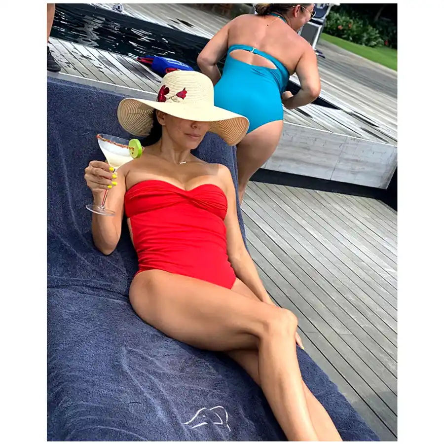 Eva Longoria Sizzles in a Swimsuit After Starting to Weight Train