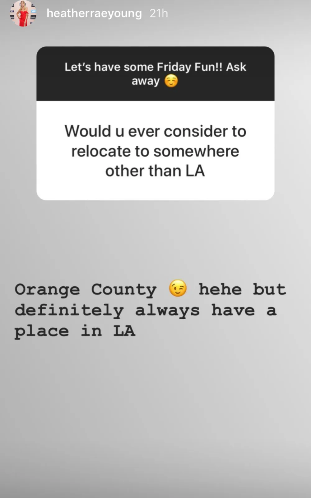 Instagram Story Tarek El Moussa's GF Heather Rae Young May Move to Be Closer to Him