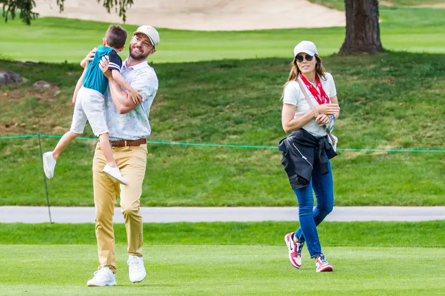 Justin Timberlake Jessica Biel With Son Silas at Golf Course