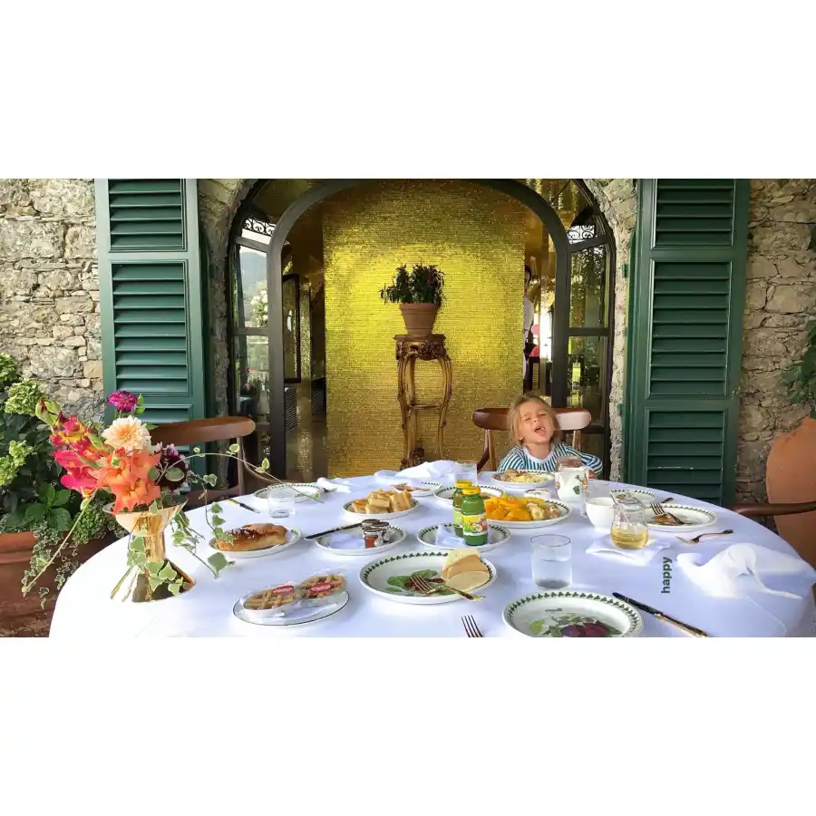 Kourtney Kardashian European Family Vacation Reign Disick Breakfast Table