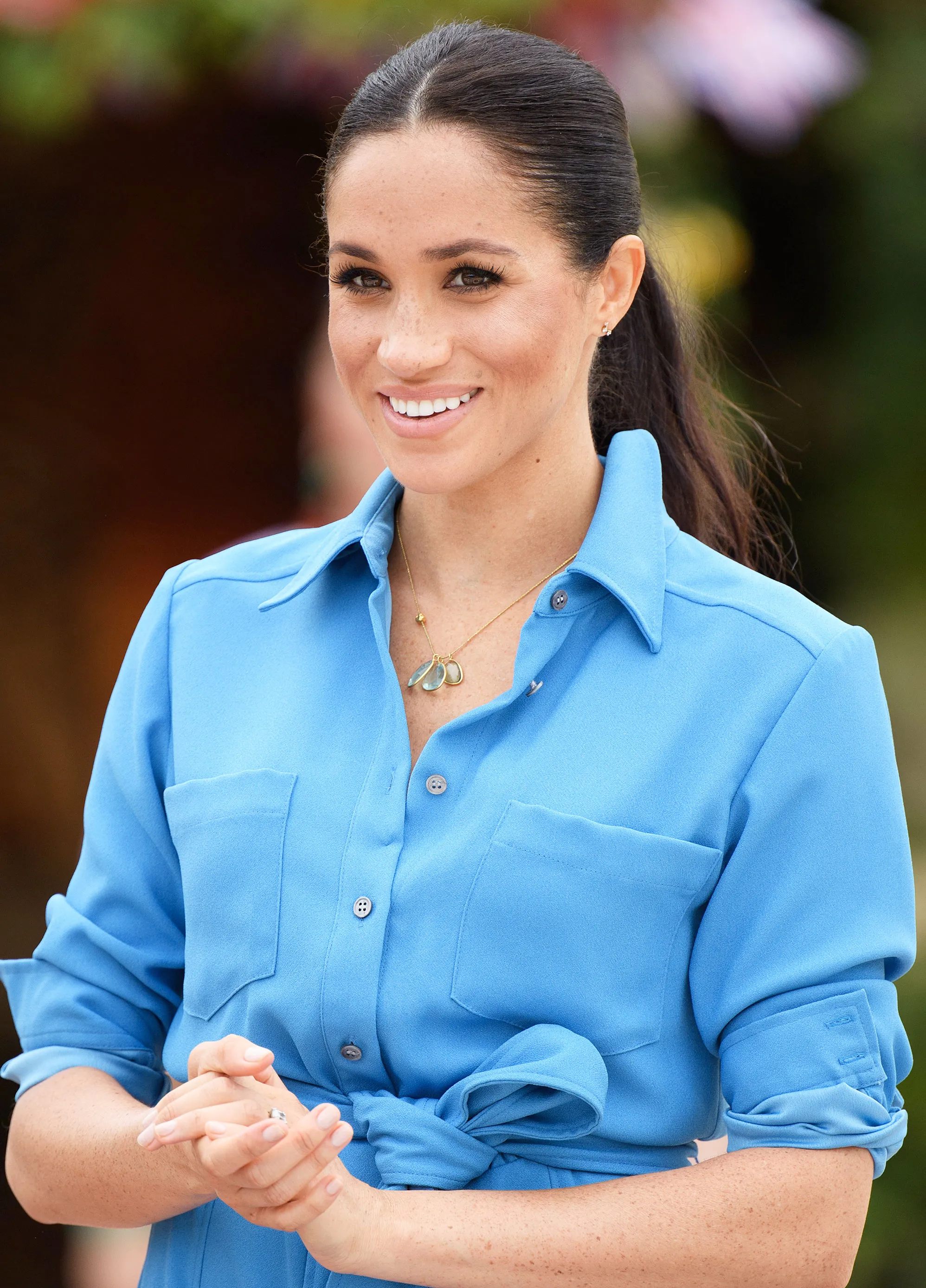 Meghan Markle Blue Dress October 26, 2018