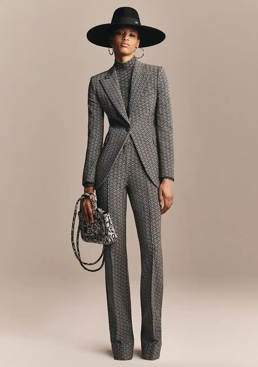 Zendaya x Tommy Hilfiger Collection - Zendaya Monogram Print Flared Blazer and Trousers