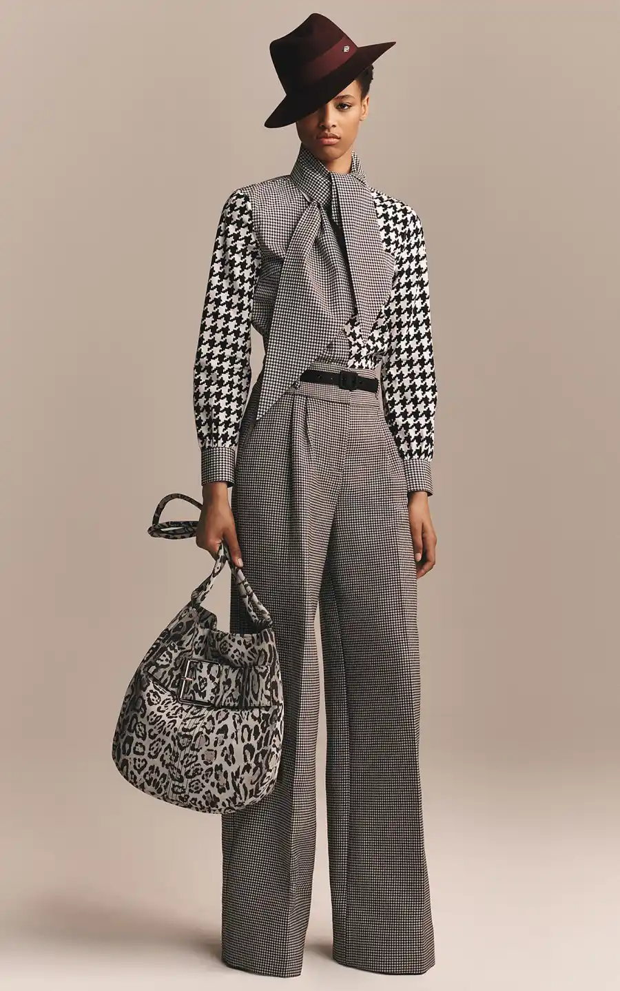 Zendaya x Tommy Hilfiger Collection - Zendaya Houndstooth Tie Neck Shirt and Trousers