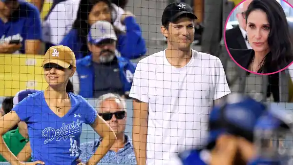 Ashton Kutcher Enjoys Dodgers Game With Mila Kunis After Demi Revelations