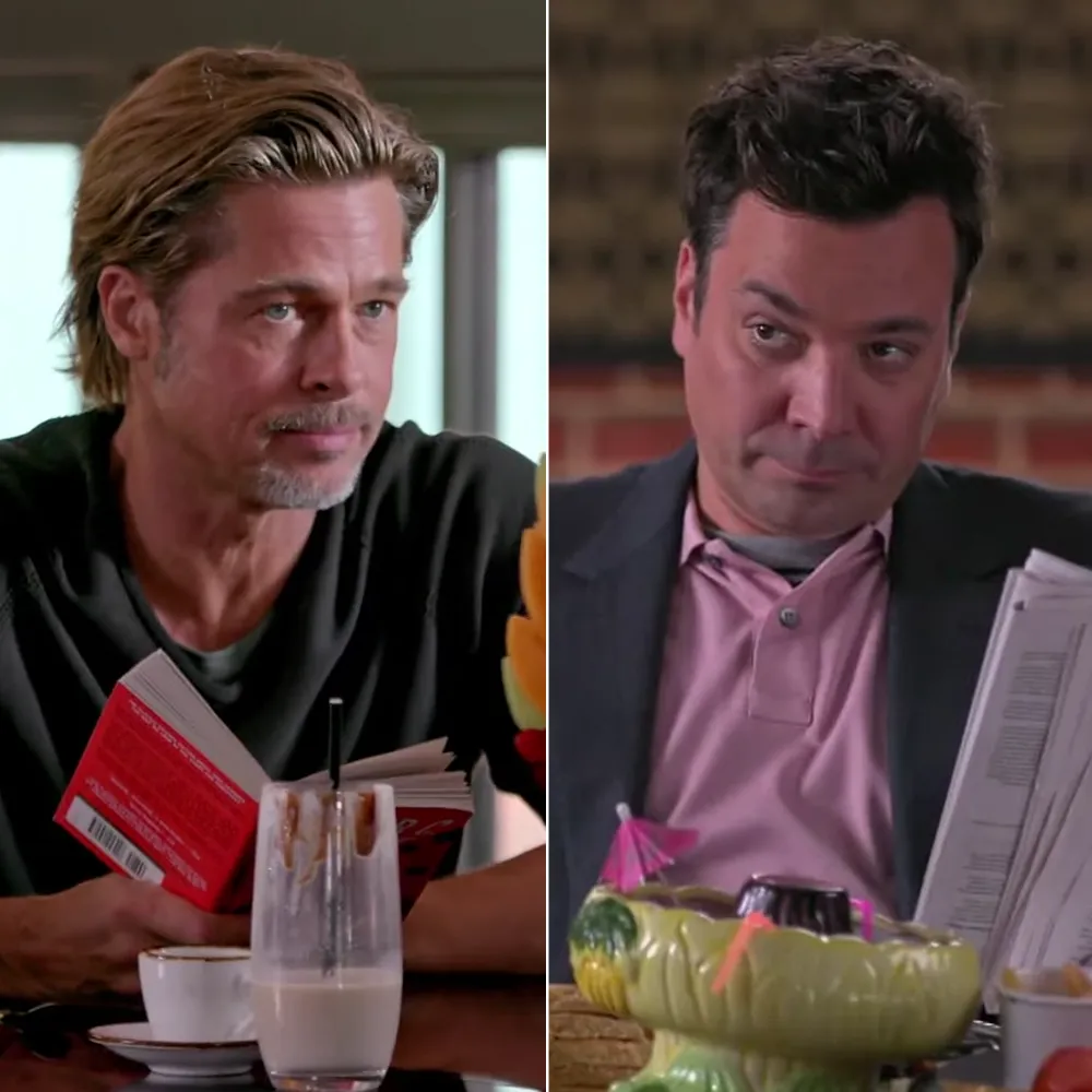 Brad Pitt and Jimmy Fallon Have a Gentleman&rsquo;s Food Fight on &lsquo;Tonight Show&rsquo;