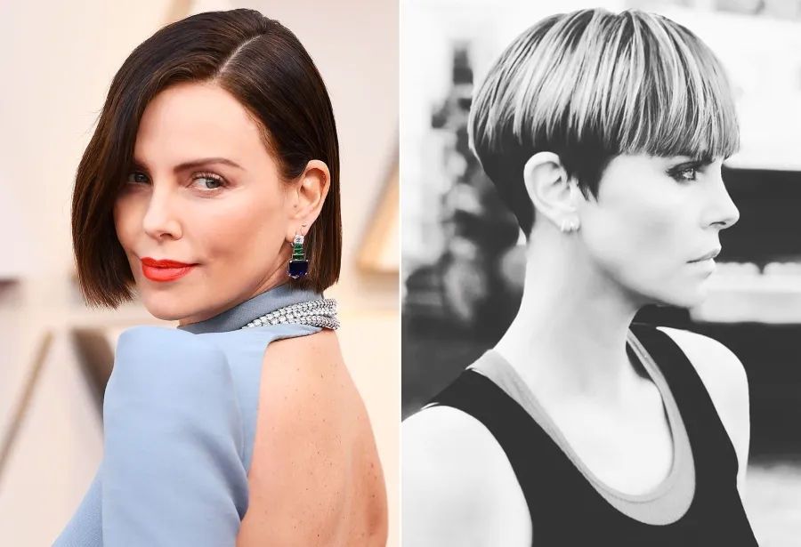 Charlize Theron Hair Change Bob to Bowlcut