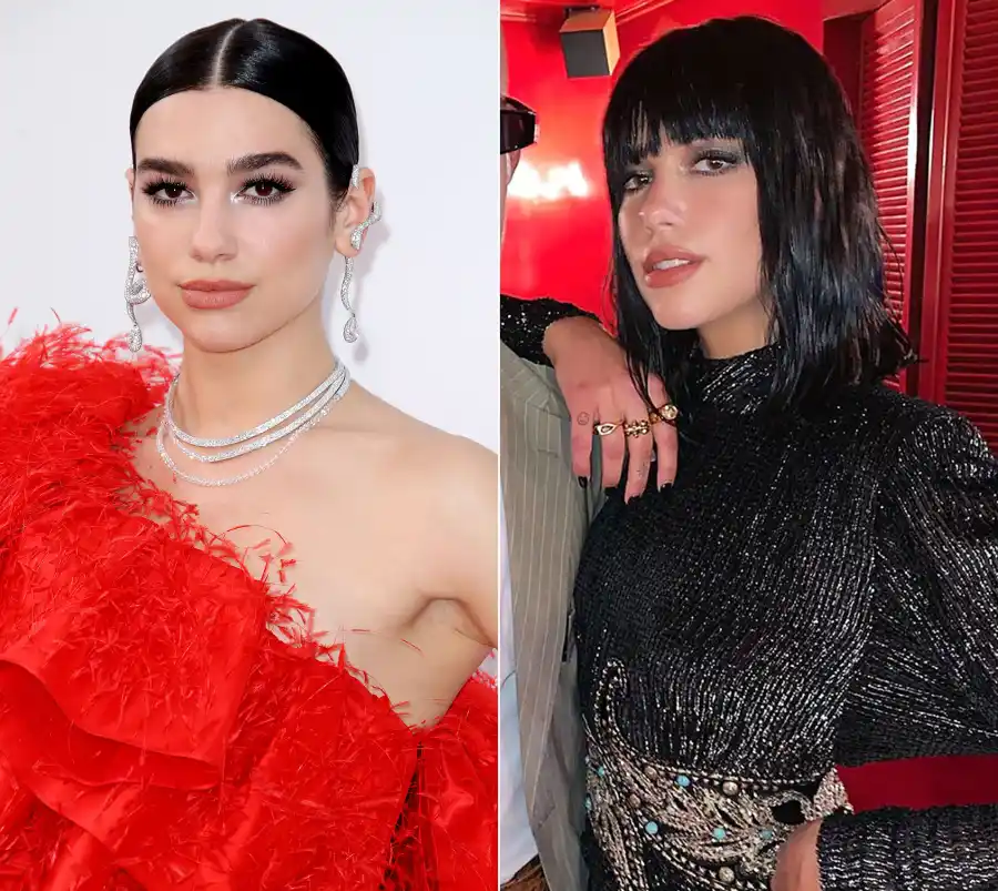Dua Lipa Hair Change Bangs Before and After