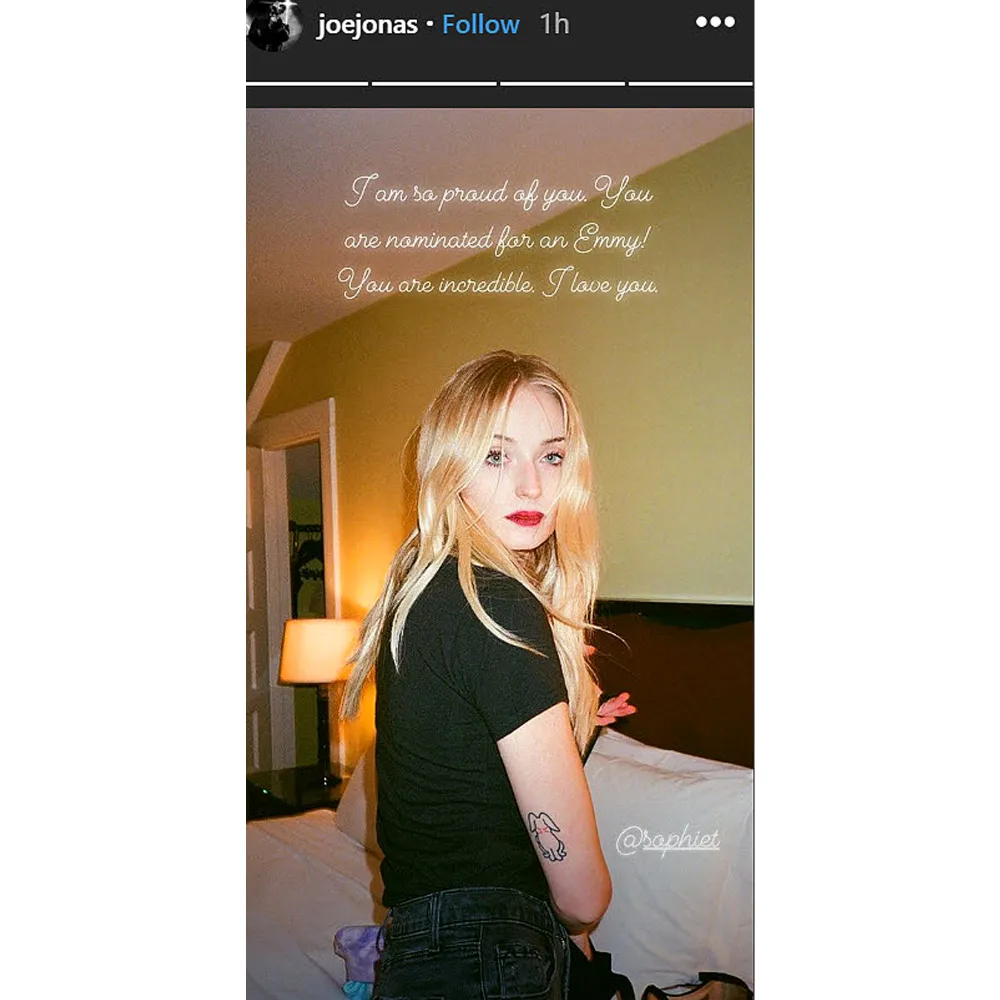Joe Jonas Pens Sweet Tribute Wife Sophie Turner Ahead 2019 Emmys