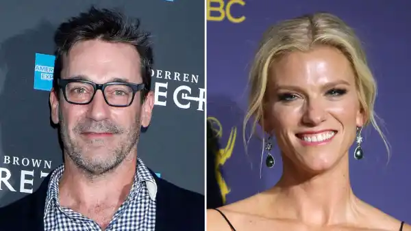 Jon Hamm and Lindsay Shookus Check Out Broadway Show