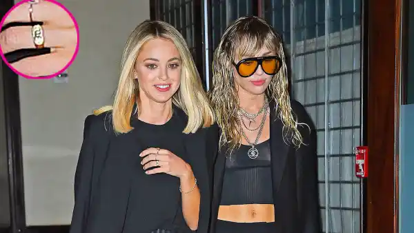 Miley Cyrus and Kaitlynn Carter M Ring CLOSE UP