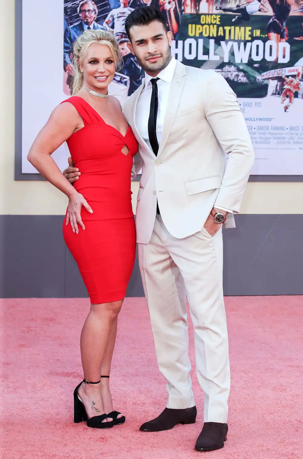 Sam Asghari White Suit Black Tie Reveals Britney Spears Red Dress Hand-Picked Him to Star in Her 2016 Music Video