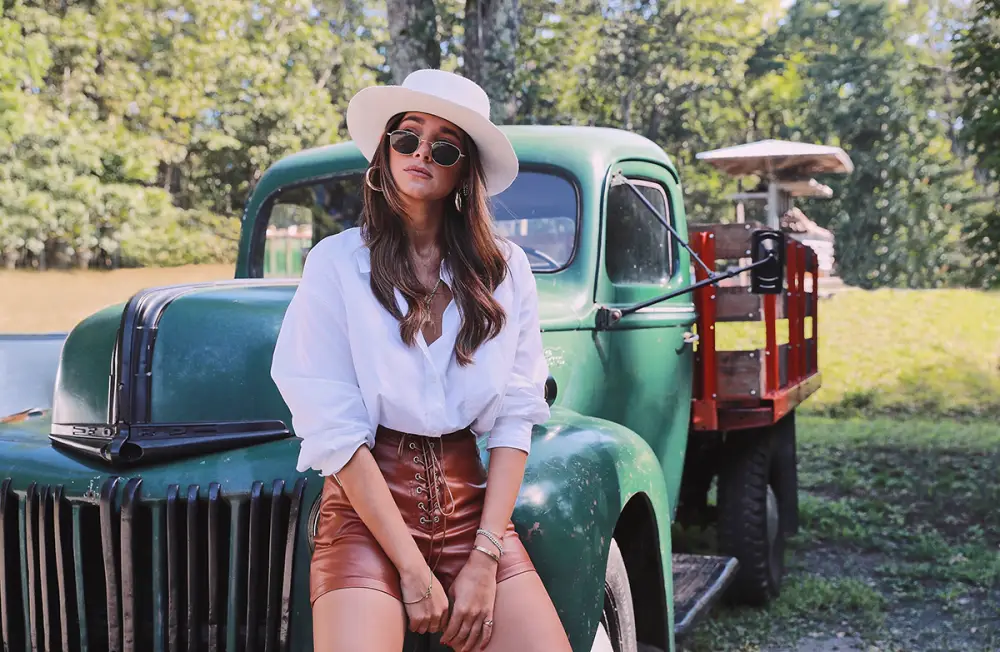 boohoo leather shorts