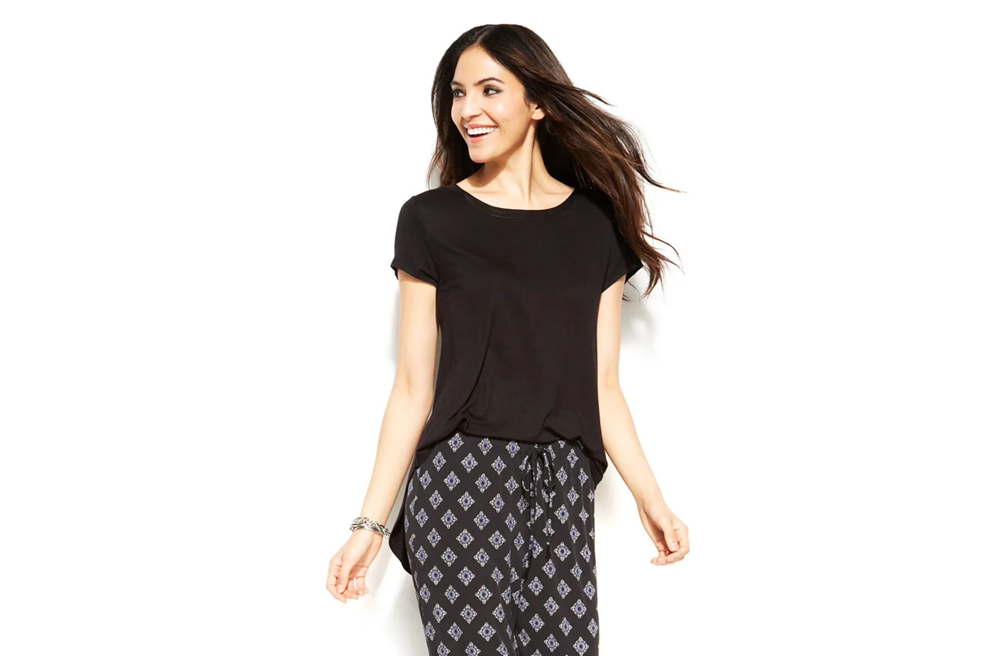 macy's alfani satin trim tee