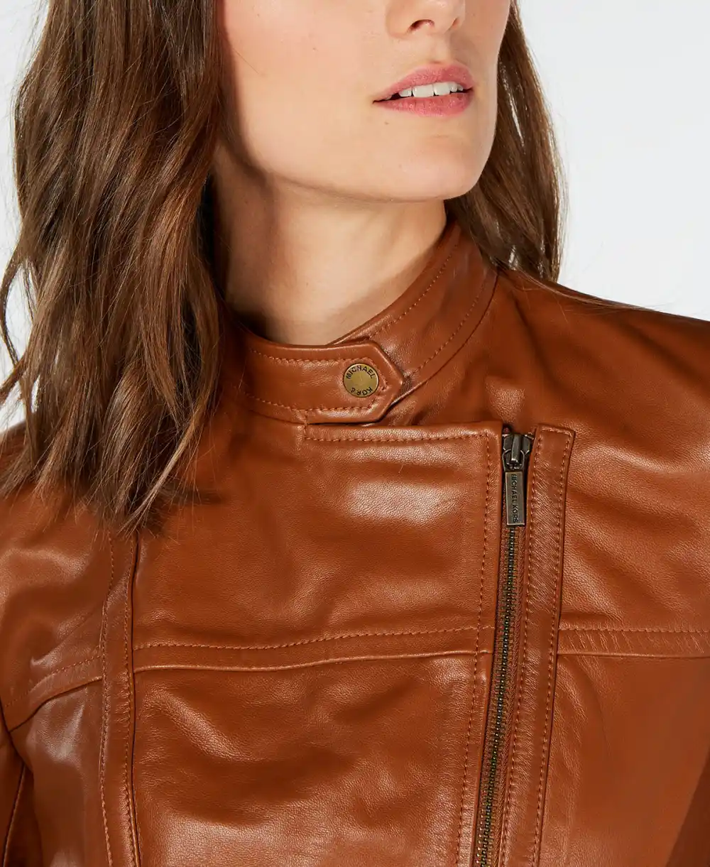 MIchael Kors Leather Jacket Snap Neck