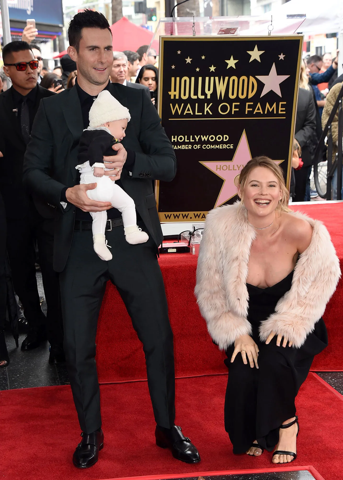 Adam Levine, Behati Prinsloo and Dusty Rose Levine Walk of Fame Red Carpet