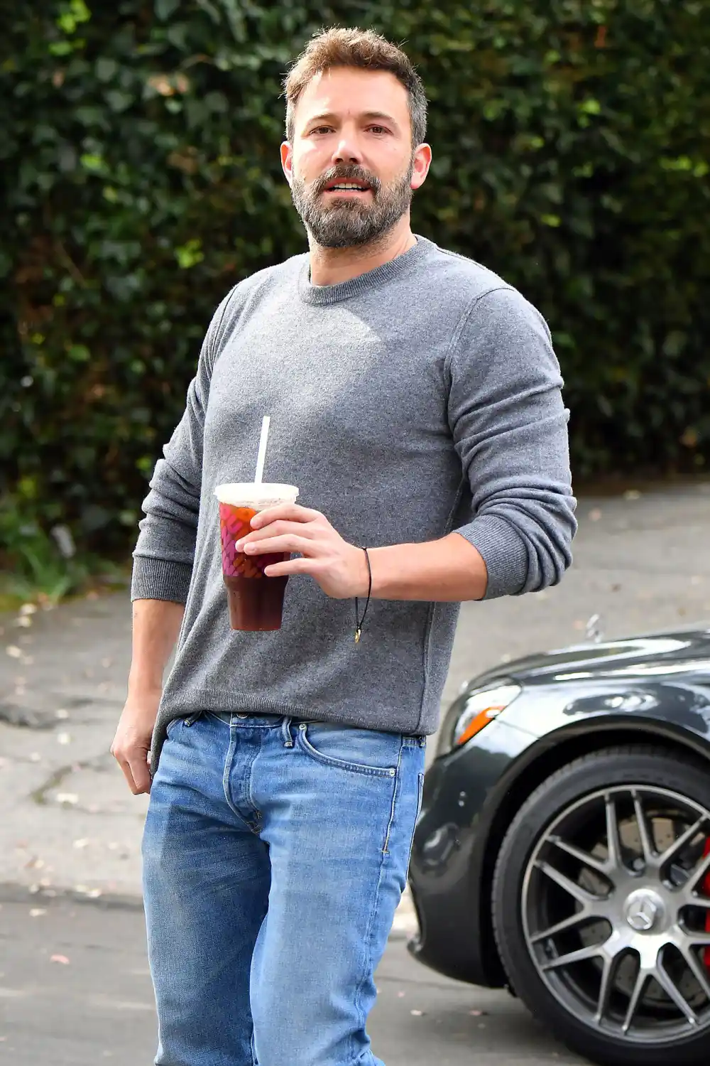 Ben Affleck Drinking Coffee Heads To Garner House