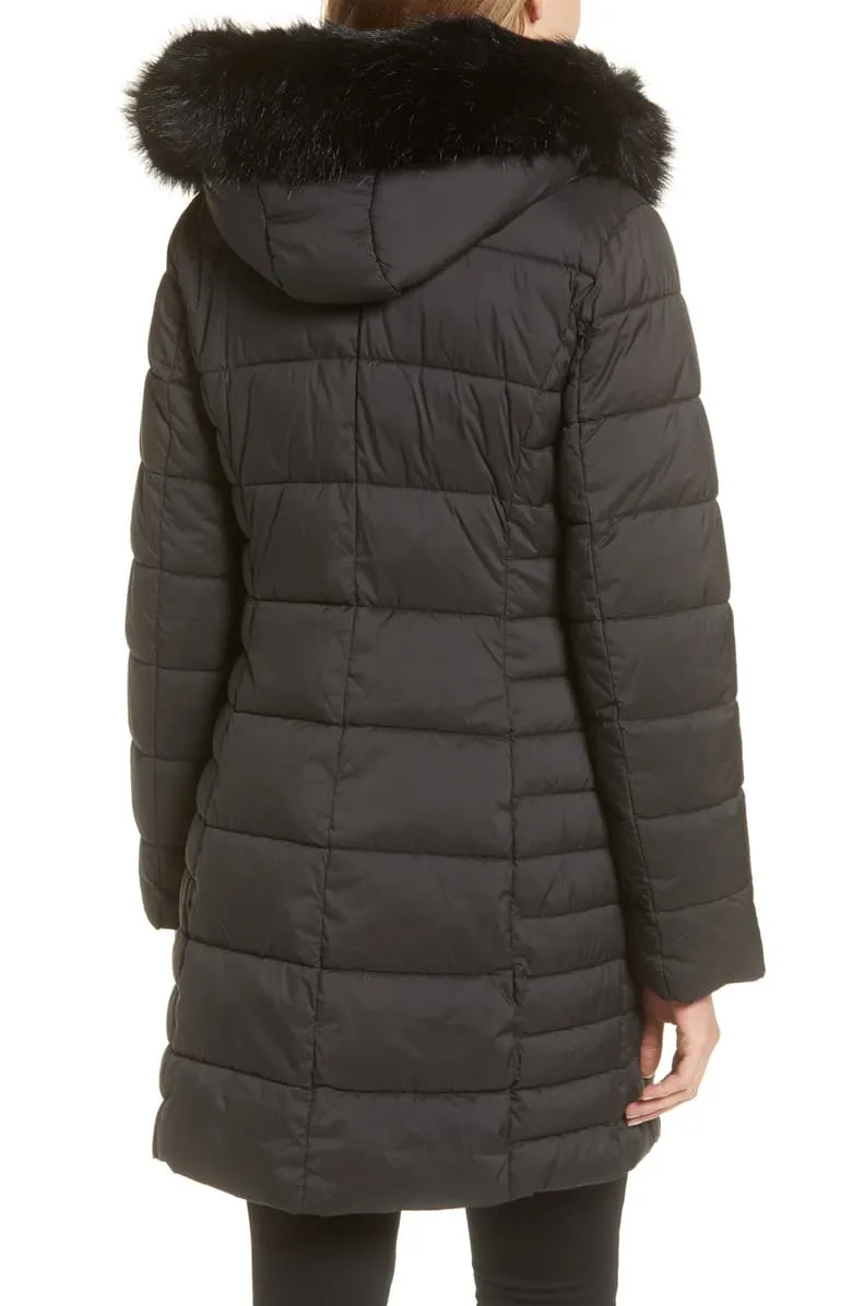 Bernardo Oversized Faux Fur Hood Puffer Coat back