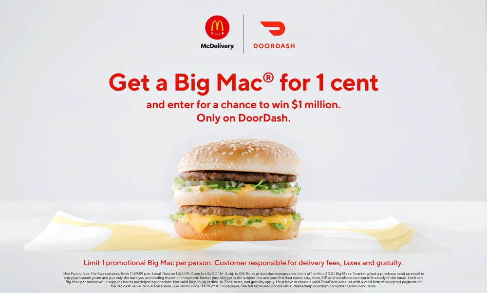 DoorDash 1 cent Big Mac promotion
